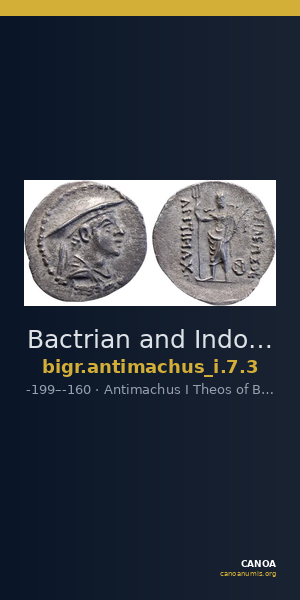 Bactrian and Indo-Greek Coinage Antimachus I 7.3 — CANOA