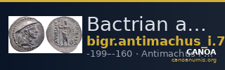 Bactrian and Indo-Greek Coinage Antimachus I 7.3 — CANOA