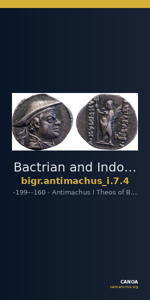 Bactrian and Indo-Greek Coinage Antimachus I 7.4 — CANOA