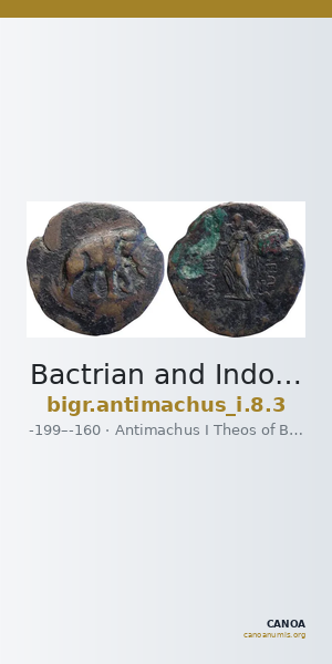 Bactrian and Indo-Greek Coinage Antimachus I 8.3 — CANOA