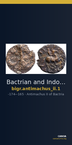Bactrian and Indo-Greek Coinage Antimachus II 1 — CANOA