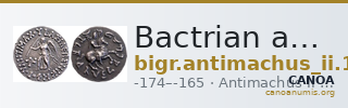Bactrian and Indo-Greek Coinage Antimachus II 1.1 — CANOA
