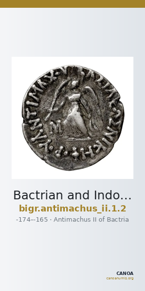 Bactrian and Indo-Greek Coinage Antimachus II 1.2 — CANOA