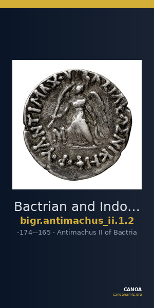 Bactrian and Indo-Greek Coinage Antimachus II 1.2 — CANOA