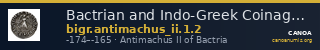 Bactrian and Indo-Greek Coinage Antimachus II 1.2 — CANOA