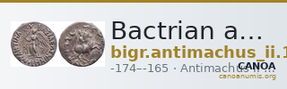 Bactrian and Indo-Greek Coinage Antimachus II 1.3 — CANOA