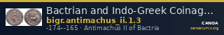 Bactrian and Indo-Greek Coinage Antimachus II 1.3 — CANOA