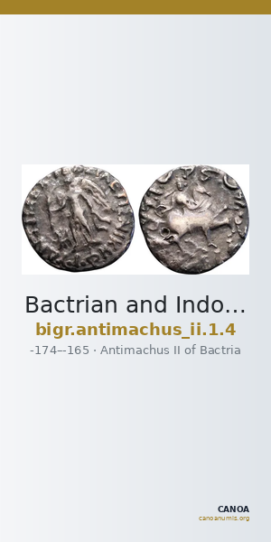 Bactrian and Indo-Greek Coinage Antimachus II 1.4 — CANOA