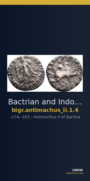 Bactrian and Indo-Greek Coinage Antimachus II 1.4 — CANOA