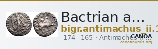 Bactrian and Indo-Greek Coinage Antimachus II 1.4 — CANOA