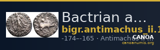 Bactrian and Indo-Greek Coinage Antimachus II 1.4 — CANOA