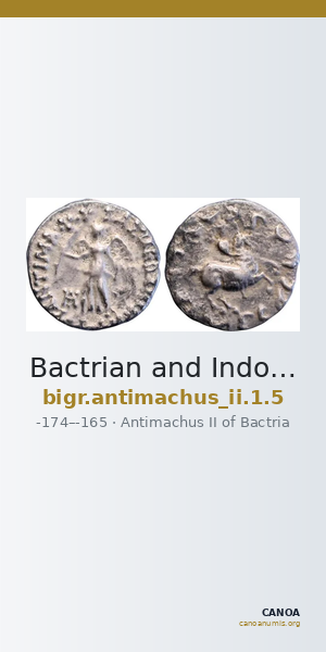 Bactrian and Indo-Greek Coinage Antimachus II 1.5 — CANOA