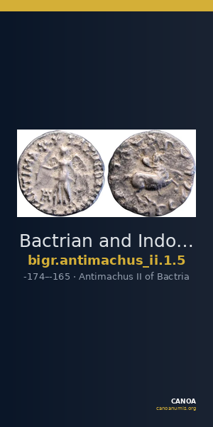 Bactrian and Indo-Greek Coinage Antimachus II 1.5 — CANOA
