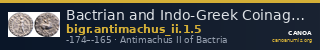 Bactrian and Indo-Greek Coinage Antimachus II 1.5 — CANOA