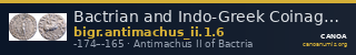 Bactrian and Indo-Greek Coinage Antimachus II 1.6 — CANOA