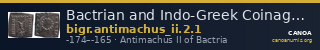 Bactrian and Indo-Greek Coinage Antimachus II 2.1 — CANOA