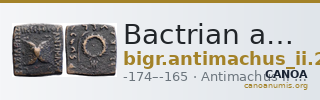 Bactrian and Indo-Greek Coinage Antimachus II 2.4 — CANOA