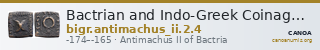 Bactrian and Indo-Greek Coinage Antimachus II 2.4 — CANOA