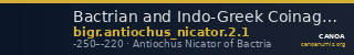 Bactrian and Indo-Greek Coinage Antiochus Nicator 2.1 — CANOA