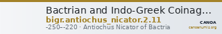 Bactrian and Indo-Greek Coinage Antiochus Nicator 2.11 — CANOA