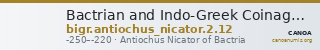 Bactrian and Indo-Greek Coinage Antiochus Nicator 2.12 — CANOA