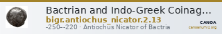 Bactrian and Indo-Greek Coinage Antiochus Nicator 2.13 — CANOA