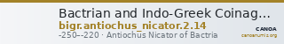 Bactrian and Indo-Greek Coinage Antiochus Nicator 2.14 — CANOA