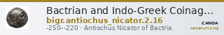 Bactrian and Indo-Greek Coinage Antiochus Nicator 2.16 — CANOA