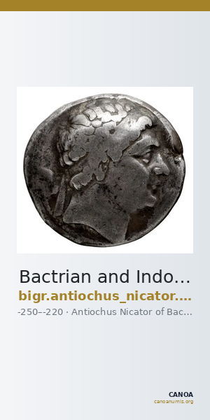 Bactrian and Indo-Greek Coinage Antiochus Nicator 2.19 — CANOA