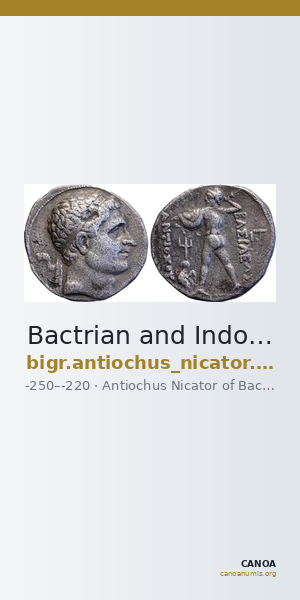 Bactrian and Indo-Greek Coinage Antiochus Nicator 2.21 — CANOA