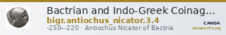 Bactrian and Indo-Greek Coinage Antiochus Nicator 3.4 — CANOA