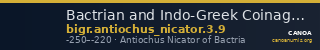 Bactrian and Indo-Greek Coinage Antiochus Nicator 3.9 — CANOA