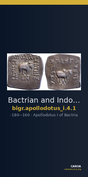 Bactrian and Indo-Greek Coinage Apollodotus I 4.1 — CANOA