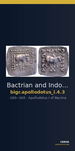 Bactrian and Indo-Greek Coinage Apollodotus I 4.3 — CANOA