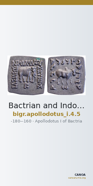 Bactrian and Indo-Greek Coinage Apollodotus I 4.5 — CANOA