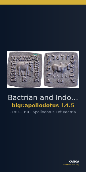 Bactrian and Indo-Greek Coinage Apollodotus I 4.5 — CANOA