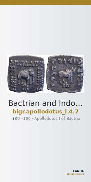 Bactrian and Indo-Greek Coinage Apollodotus I 4.7 — CANOA