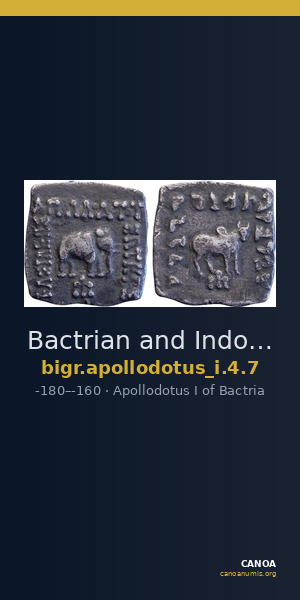 Bactrian and Indo-Greek Coinage Apollodotus I 4.7 — CANOA