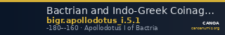 Bactrian and Indo-Greek Coinage Apollodotus I 5.1 — CANOA