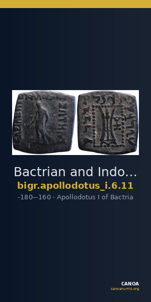 Bactrian and Indo-Greek Coinage Apollodotus I 6.11 — CANOA