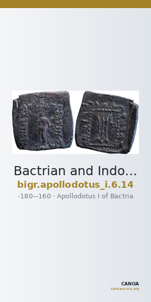 Bactrian and Indo-Greek Coinage Apollodotus I 6.14 — CANOA