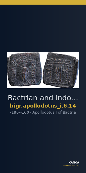 Bactrian and Indo-Greek Coinage Apollodotus I 6.14 — CANOA