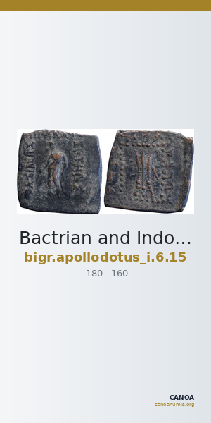 Bactrian and Indo-Greek Coinage Apollodotus I 6.15 — CANOA