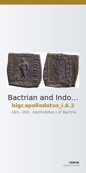 Bactrian and Indo-Greek Coinage Apollodotus I 6.2 — CANOA