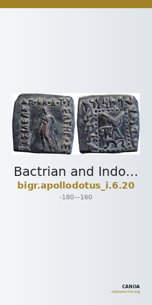 Bactrian and Indo-Greek Coinage Apollodotus I 6.20 — CANOA