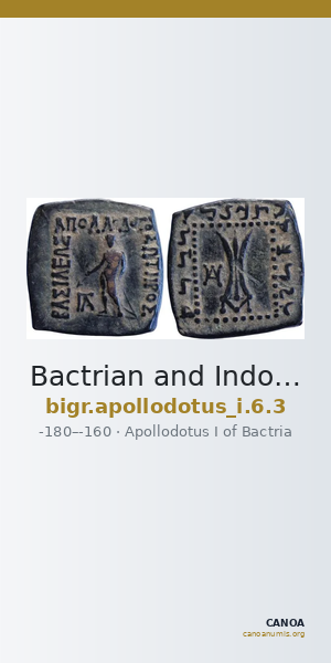 Bactrian and Indo-Greek Coinage Apollodotus I 6.3 — CANOA
