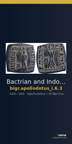 Bactrian and Indo-Greek Coinage Apollodotus I 6.3 — CANOA