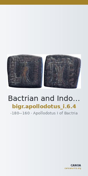 Bactrian and Indo-Greek Coinage Apollodotus I 6.4 — CANOA