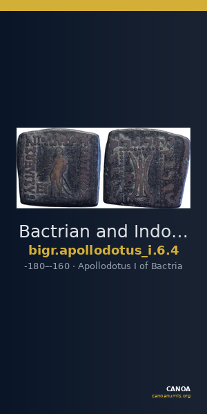 Bactrian and Indo-Greek Coinage Apollodotus I 6.4 — CANOA