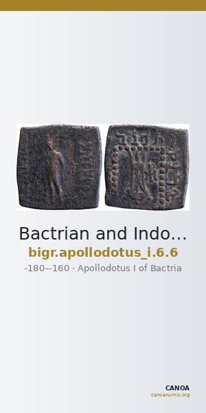 Bactrian and Indo-Greek Coinage Apollodotus I 6.6 — CANOA